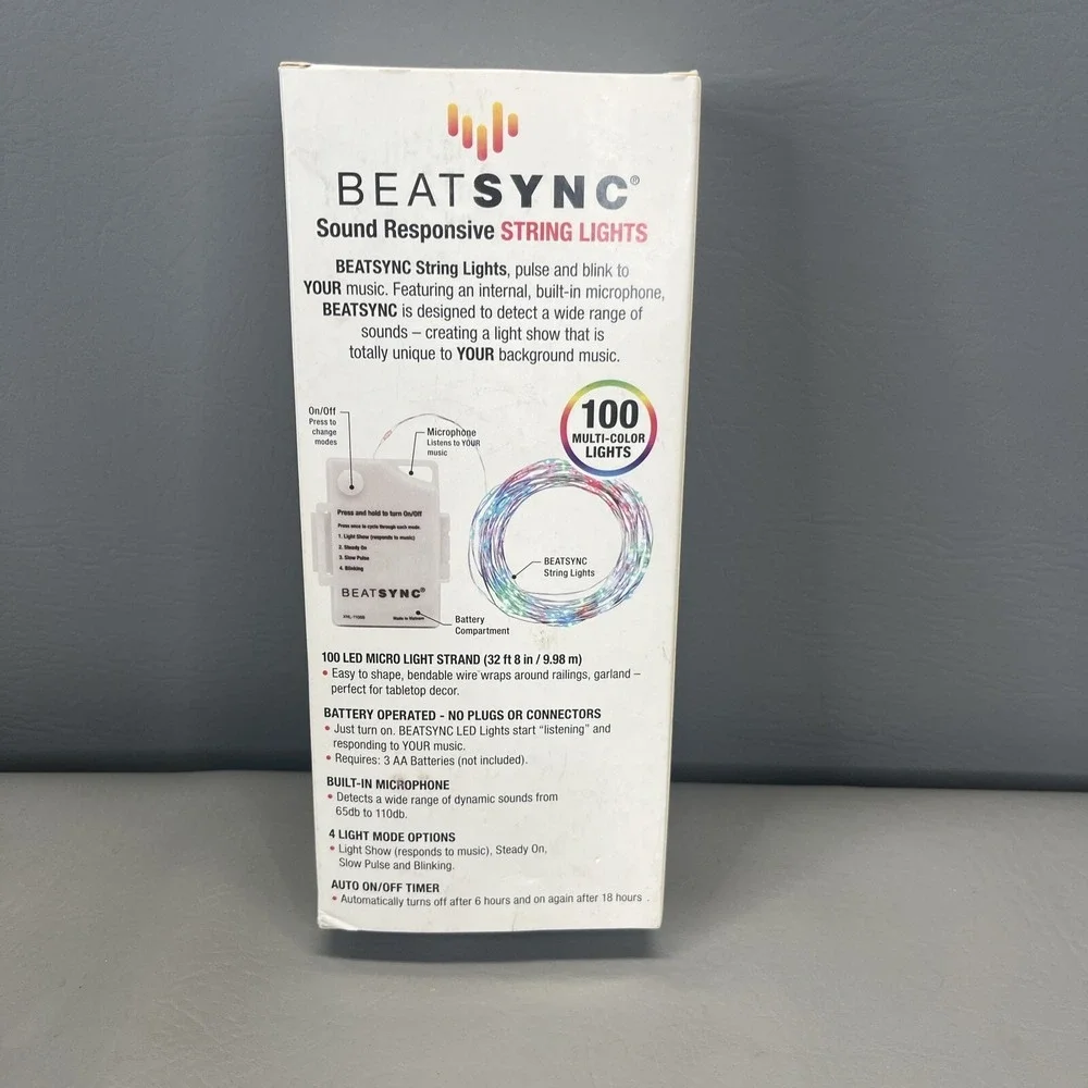 BeatSync Lights Sound Activated String Lights LED Sync To your Music 100 Multi
